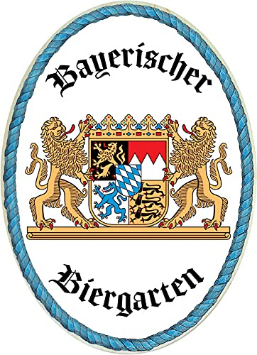 Kaltner Präsente Geschenkidee - Holz Geschenkartikel Deko Türschild im Antik Design Dekoartikel Motiv Bayerischer Biergarten (18 x 13 cm)