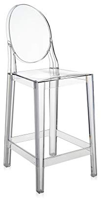Kartell One More Sgabello, Policarbonato Trasparente o colorato in Massa, Cristallo, H. 65