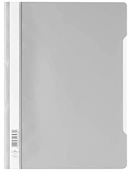 Durable Sichthefter A4 Standard PP, 227 x 310 mm, grau, 50er Packung, 257310 | Schnellhefter mit transparentem Deckel, Beschriftungsstreifen, Griffstanzung, 227 x 310 mm