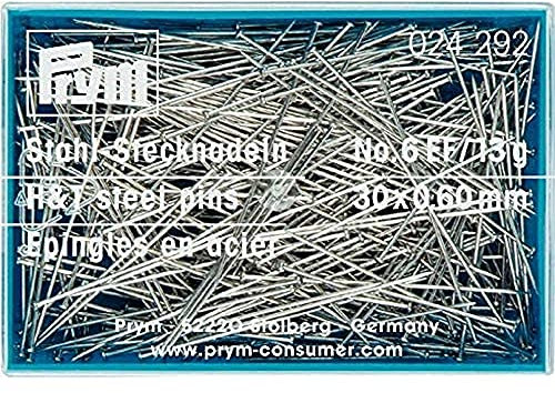 Prym Stecknadeln, 0,60 x 30mm, silberfarbig, 13g, Kunststoffdose, Stahl, 30 x 0,6mm