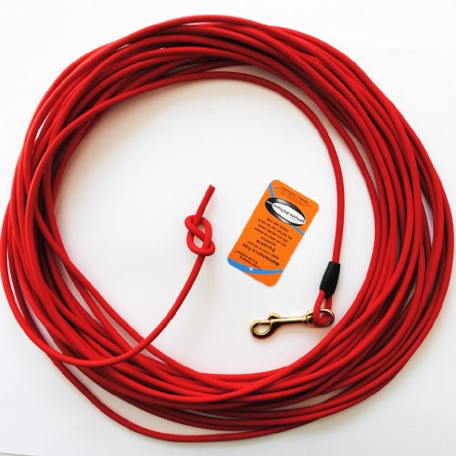 5 Meter Schleppleine aus roter, runder Biothane (Coated Rope)