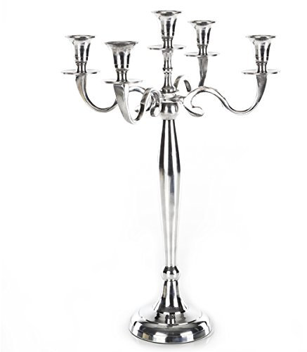 Gräfenstayn® Kerzenleuchter ALU 1, 3 oder 5-armig - 40/60/80cm - Silber, Schwarz, Weiß, Gold (Silber, 40cm)