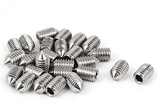 sourcing map Vis Pointeau Conique pour Poignée de Porte Vis Sans Tête Hexagonale M6 x 10 mm Acier inoxydable 304 25 pcs | Acier inoxydable 304 pour Poignée de Porte