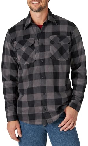 Wrangler Authentics Herren Langärmelige Fleece-hemdjacke Hemd mit Button-Down-Kragen