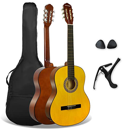 3rd Avenue XF 4/4 Flamencogitarren-Starterset in Normalgröße, Konzertgitarre mit Nylonsaiten, mit Gigbag, Kapodaster und Plektren – in Natur
