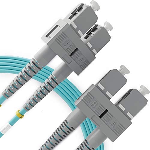 BEYONDTECH Cable de fibra óptica SC a SC OM3 Multimodo Duplex (1 Metro) - Latiguillo Doble Fibra Óptica UPC/UPC - 50/125 (LSZH)