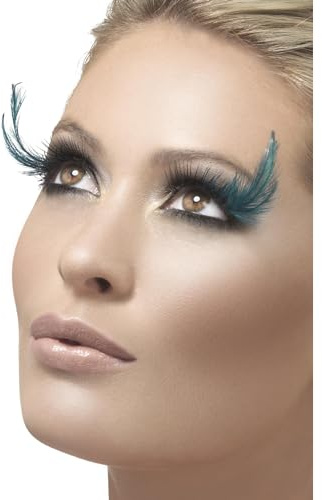 Smiffys Cils, noirs et verts, avec plumes, colle incluse Halloween
