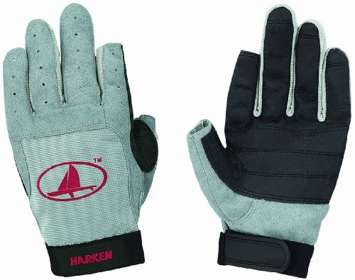 Harken Sport Classic Full Finger Glove, Grey/Black/Red, Medium