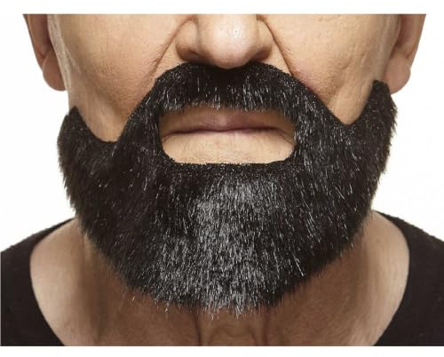 Mustaches Selbstklebender Short Boxed Gefälschter Schnurrbart und Bart, Neuheit, Falsche Gesichtsbehaarung, Kostümzubehör für Erwachsene, Schwarz Glänzend Farbe