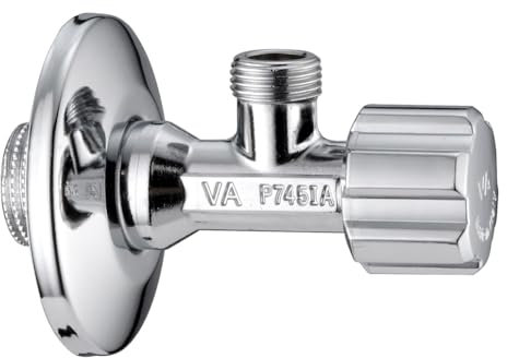 Schläfer 3437208 - Rubinetto a Squadra Universale 1/2, Rubinetto Sottolavabo ad Angolo per Lavabo, Bidet, Rubinetto Sottolavello, Rubinetto per Cassetta Wc 1/2x3/8, Rubinetto d' Arresto. Cromo