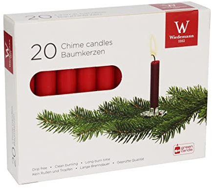 Baumkerzen rote, Christbaumkerzen durchgefärbt 96 x 13 mm, 20 Stück, Rot, Weihnachten, deutsche Marken Kerzen Qualität