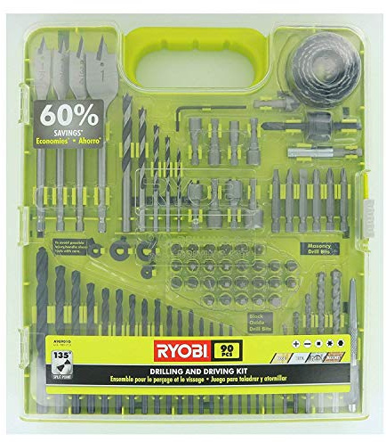 Ryobi A98901G 90 Piece Drilling and Driving Kit for Wood, Metal, Plastic, and Masonry