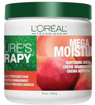 L'Oréal Technique Nature's Therapy Mega Moisture Creme - Deep Conditioning & Detangling Hair Mask, Softens and Adds Shine With Botanical Extracts, For All Hair Types, 16 Oz, 6oz