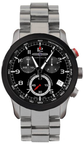 Zeppelin Herren-Armbanduhr Night Cruise Chronograph Quarz Edelstahl 7292M2