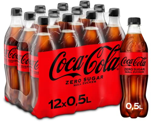 Coca-Cola Zero Sugar, Softdrink ohne Zucker, Einweg Flaschen, 12 x 500 ml | prickelndes Erfrischungsgetränk mit originalem Coke-Geschmack - ohne Zucker und ohne Kalorien - koffeinfreier Softdrink