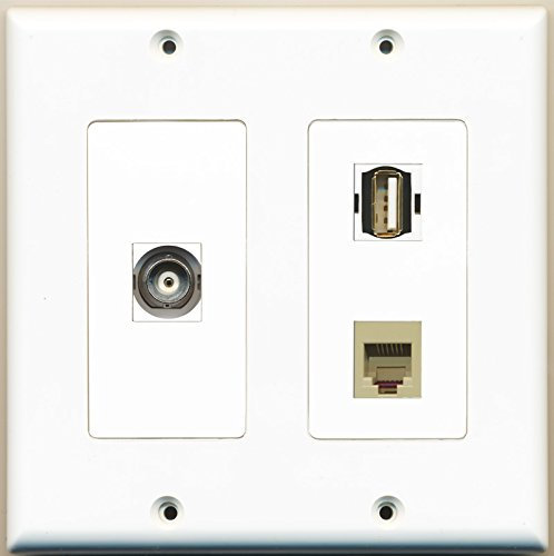 RiteAV 1 Port USB A-A 1 Port Telefon RJ11 RJ12 Beige 1 Port BNC - 2-Gang Wandplatte