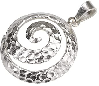 SILBERMOOS Damen Anhänger Scheibe Spirale Kreis rund offen gewölbt wellig gehämmert 925 Sterling Silber