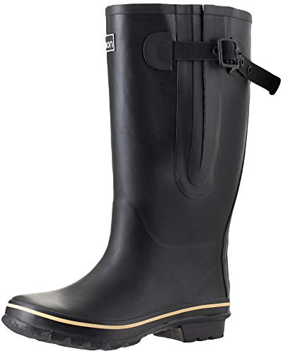 Jileon Extra Wide Calf Wellies for Women - Fit 40 to 57cm Calf - Wide in the Foot and Ankle (Black 6)