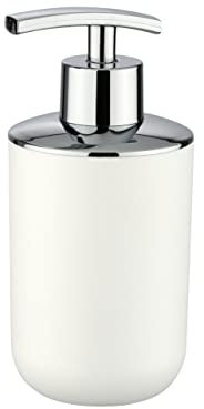 Wenko Dosificador jabón Brasil Blanco - a Prueba de Rotura Capacidad: 0.32 l, Plástico (TPE), 7.3 x 16.5 x 9 cm, Blanco