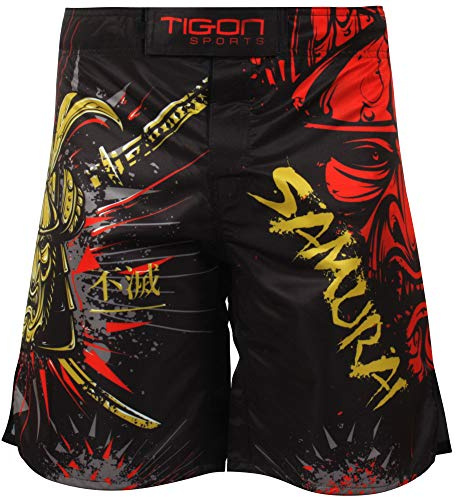 Tigon Pro MMA - Pantalones cortos para boxeo, Muay Thai, UFC, Grappling, Samurái, kickboxing, rosso, X-Large