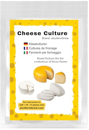 AlcoFermBrew Cheese Cultures for Home Cheddar, Gouda, Mozzarella, 50L Milk, Semi-Hard and Hard Cheeses
