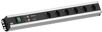 BACHMANN Steckdosenleiste HANDWERKERLEISTE 6-Fach mit Überspannungsschutz, Netz- und Frequenzfilter und Schalter 2m Kabel Mehrfachsteckdose für Handwerk Grau 300.012 (extra Robustes Design)