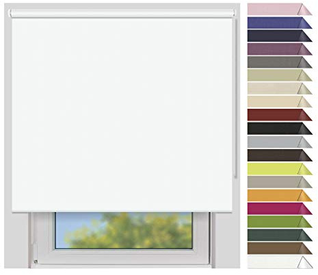 EFIXS Verdunklungsrollo Medium - 25 mm Welle - Breiten: 120-240 cm - Höhen bis 240 cm - Hier: 120 cm x 240 cm (Stoffbreite x Höhe) - Weiss (7943) - lichtundurchlässig - Blickdicht