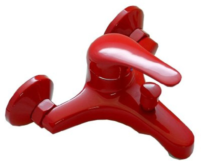 Wannenbatterie, Bad Armatur, Wasserhahn, Wannenfüllarmatur, rot