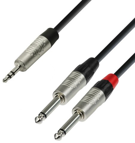 Adam Hall Cables 4 STAR YWPP 0600 - Cavo audio REAN jack stereo da 3,5 mm a 2 x jack mono da 6,3 mm 6 m