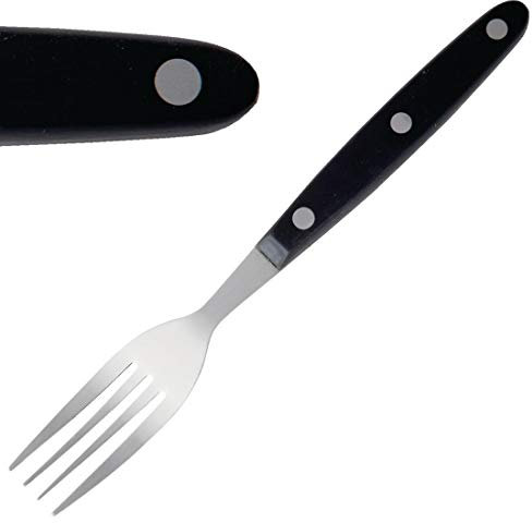 12 x tenedor para carne mango negro 200 mm 18/0 cubiertos de acero inoxidable cocina