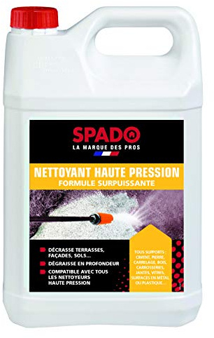 SPADO - Nettoyant haute pression - Dégraisse en profondeur - décrasse - Compatible avec tous les nettoyeurs haute pression - Action surpuissante - 5L - Fabriqué en France