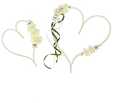 Rattan-Herzen mit getrockneten Blumensträußen in Cremefarbe, auf Saugnäpfen. Set enthält Herzen in den Größen: 19 cm und 30 cm. Perfekte Dekoration für Hochzeiten Hochzeiten Kommunion Taufe