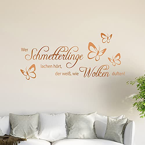 Wer Schmetterlinge lachen hört … Wandtattoo in 6 Größen - Wandaufkleber Wall Sticker - Dekoration, Küche, Wohnzimmer, Schlafzimmer, Badezimmer