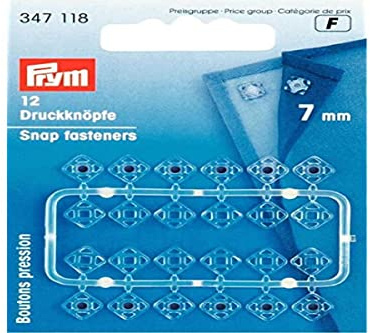 Prym 347118 Annäh-Druckknöpfe quadratisch KST 7 mm transparent