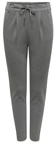 ONLY Damen Onlpoptrash Life Easy Col Pant PNT Noos Regular Fit Hose Mit Kordelzugverschluss Für Lounge Und Freizeit, Grigio (Medium Grey Melange),XS