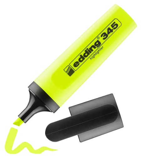 Edding 345 Evidenziatore Giallo Fluo Punta Scalpello Singolo Evidenziatori Gialli Per Carta Cancelleria Scuola Ufficio Highlighter Professionale Luminoso Ricaricabile Colore Giallo Alta Qualità
