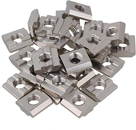 CNBTR Silver European Standard 30 Series Aluminum Slot Carbon Steel Half Round Roll In Sliding T Slot Nut with M8 Thread Pack of 30