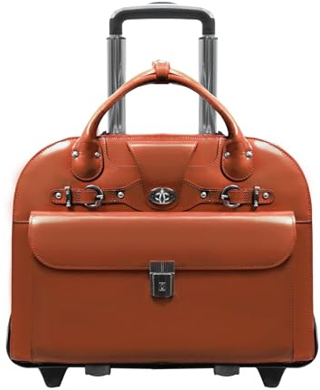 McKlein ROSEVILLE,15 Leather Detachable -Wheeled Ladies' Laptop/Computer & Tablet Business Briefcase Bag/Women's Rolling Overnight Travel Bag, Removable trolley case
