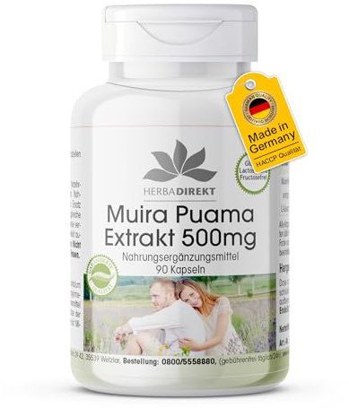 Estratto di Muira Puama 500mg in capsule - 90 capsule | HERBADIREKT by Warnke Vitalstoffe - Qualità da farmacia tedesca