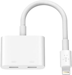 Belkin Rockstar Lightning-Audio- und Ladeadapter (iPhone Lightning-Audio-Adapter/Ladeadapter für iPhone 13, 13 Pro, 13 Pro Max, 13 mini, 12, 12 Pro/Pro Max, 12 mini etc.) Weiß