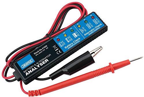 Draper Tools 41026 Battery & Alternator Digital Tester for 12V DC Vehicle Systems, Blue on Black