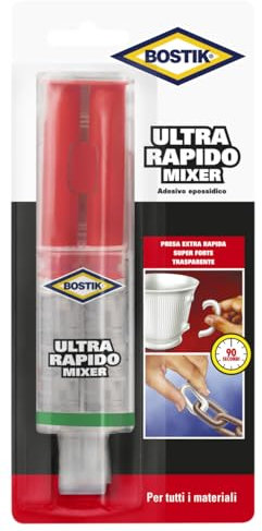 Bostik Ultrarapido Mixer, colla bicomponente ultra veloce e ultra resistente blister 24ml