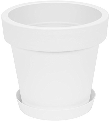 Prosperplast Blumentopf Übertopf inkl. Untersetzer Blumenkübel 49 x 46.5 cm Weiss Pflanzkübel Pflanztopf Kunststoff Lofly