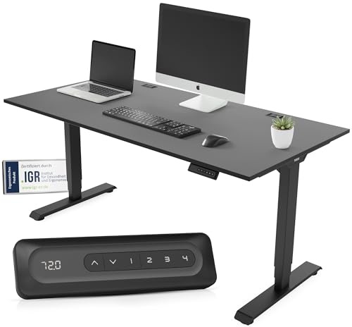Yaasa Desk Essential 160x80cm,höhenverstellbarer Schreibtisch mit Kabelnetz | Elektrisch höhenverstellbarer Schreibtisch für Büro, Automatikfahrt, verschiedene Größe und Farben, 5 Jahre Garantie
