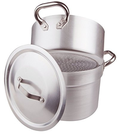 Pentole Agnelli ALMA1524 Pentola Cuociverdure E Couscous con Casseruola per Cottura A Vapore Spessore 3 Millimetri Completa di Coperchio E Due Maniglie Inox, Diametro 40 cm