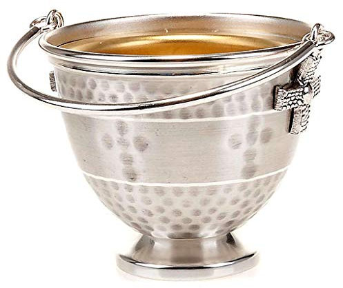 Holyart Weihwasserkessel aus Messing mit Kreuz