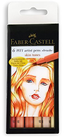 Faber-Castell 167162 - Tuschestift Pitt artist pen Skin, 6er Packung, Stärke: B
