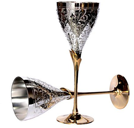 StonKraft - inciso in argento puro ottone premium calice champagne flutes coupes bicchiere da vino set