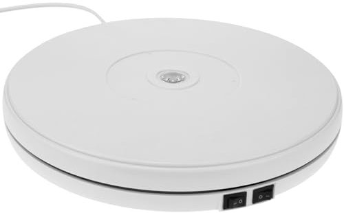 PrimeMatik - Base Girevole Elettrico di 25cm Piattaforma Rotante Bianco giratutto con Illuminazione a LED