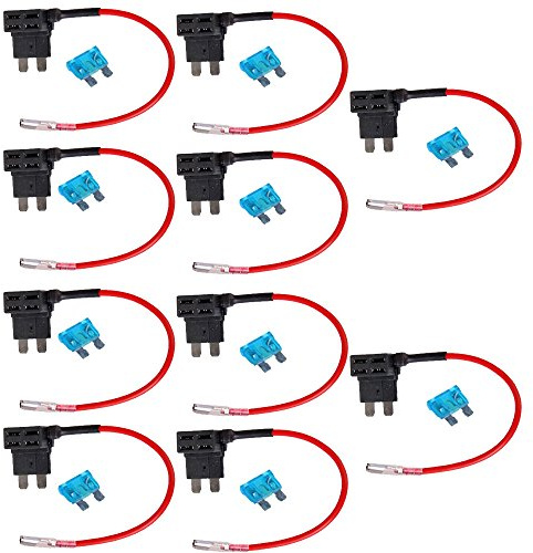 Mintice™ 10 X 12V Auto Standard Flachsicherungsadapter Sicherungshalter für Spannungsabgriff KFZ Flachsicherungen Autosicherungs